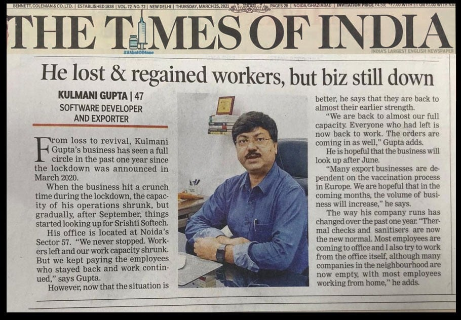 Interview with Times Of India